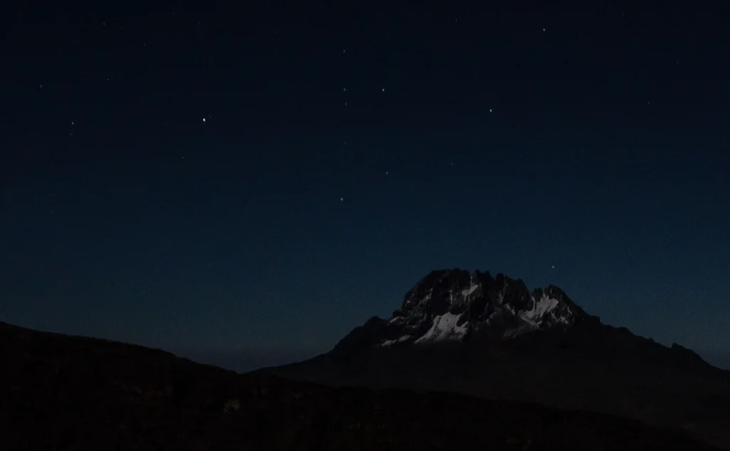 Mawenzi photographed at night, January 2019